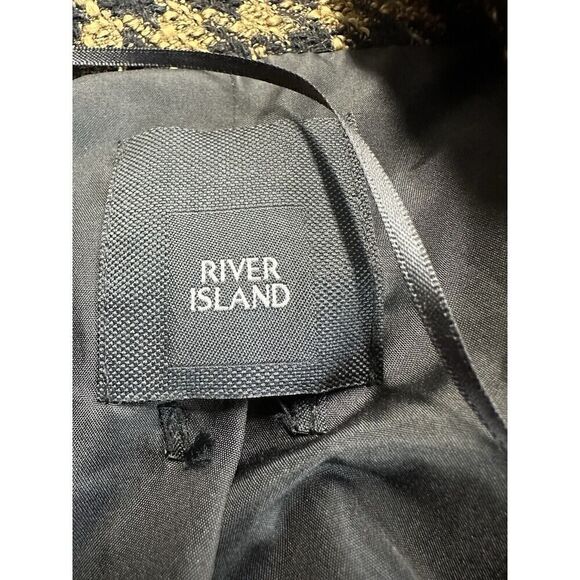 River Island houndstooth pattern Yellow Black sz 18 US Blazer - Picture 11 of 14